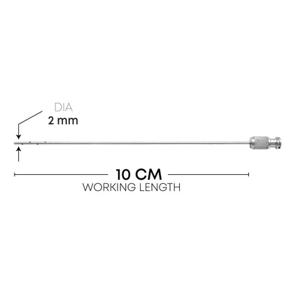 Micro Facial Liposuction Cannula – Single Central Port, Ø2mm × 10cm, Luer-Lock
