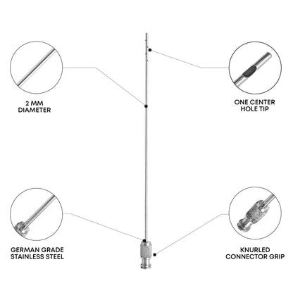 Micro Facial Liposuction Cannula – Single Central Port, Ø2mm × 10cm, Luer-Lock