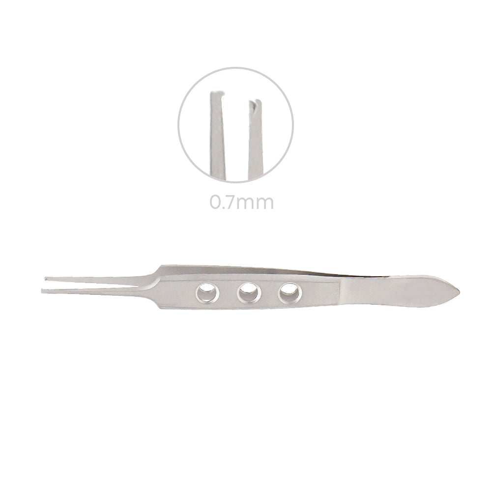 Bishop Harmon Iris Forceps Straight, 1×2 teeth, 0.7mm, overall length 9 cm