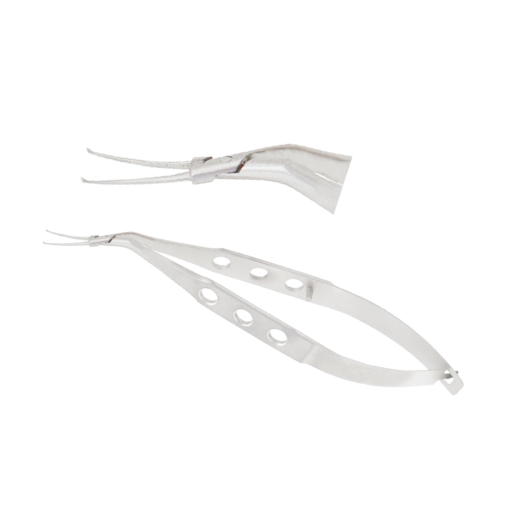 Inamura, Capsulorhexis forceps, cross-action, tip size 1.50 mm at pivot box, tip angle from shaft 45°, overall length 10.5 cm