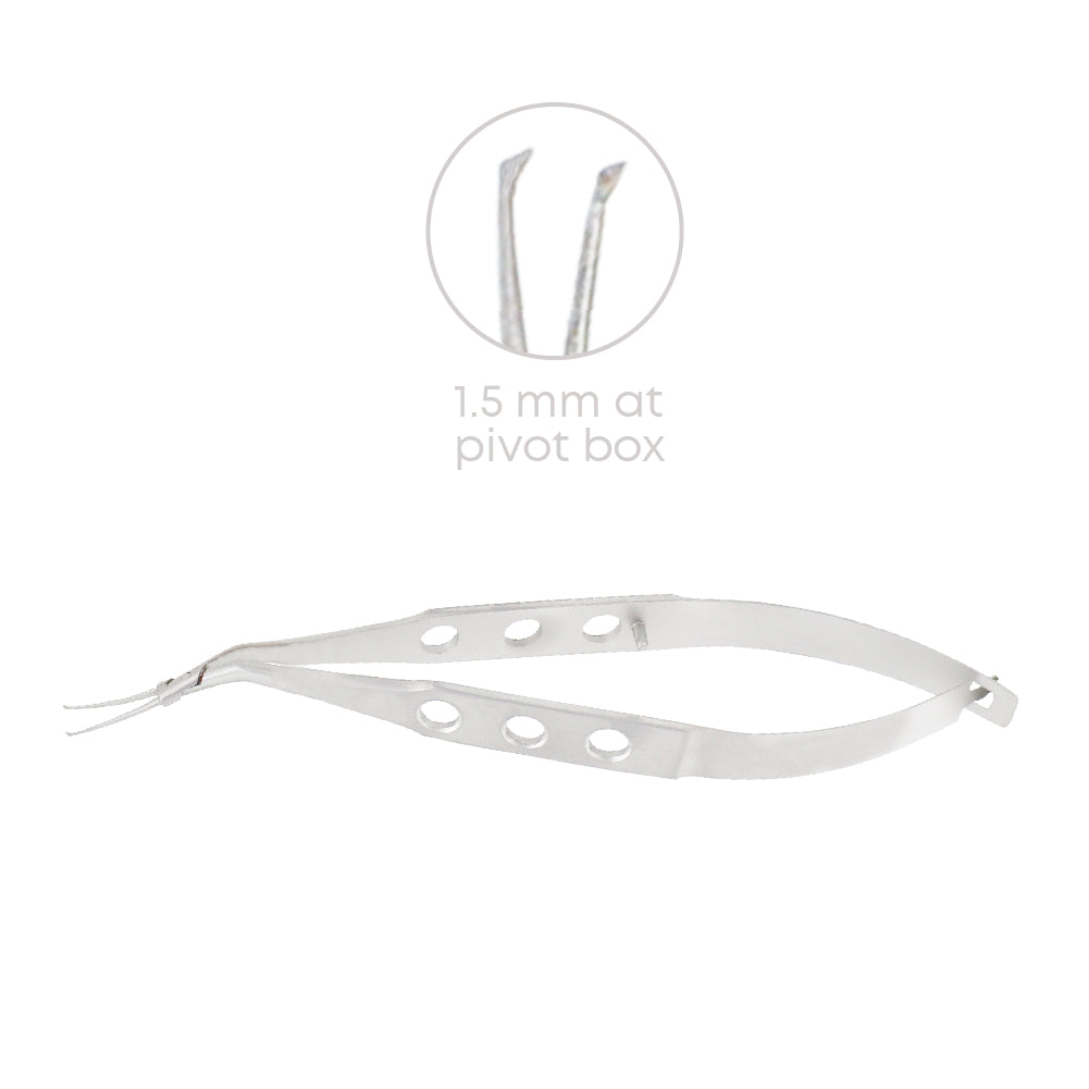 Inamura, Capsulorhexis forceps, cross-action, tip size 1.50 mm at pivot box, tip angle from shaft 45°, overall length 10.5 cm