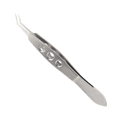 McPherson Lens Holding Ophthalmic forceps, 7.5mm long jaws, angled, very delicate, overall length 10.5cm