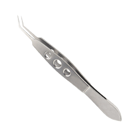 McPherson Lens Holding Ophthalmic forceps, 7.5mm long jaws, angled, very delicate, overall length 10.5cm