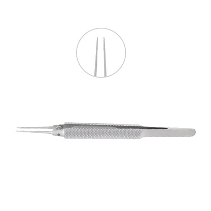 Tennant Tying Forceps, straight, with guide pin, delicate smooth jaws, 0.5 x 6 mm tying platform, 11 cm - Stellmacher Instruments inc.