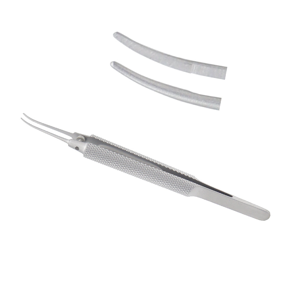 Tennant Tying Forceps, curved, extra delicate smooth jaws, 0.5 x 6 mm tying platform, overall length 11 cm - Stellmacher Instruments inc.