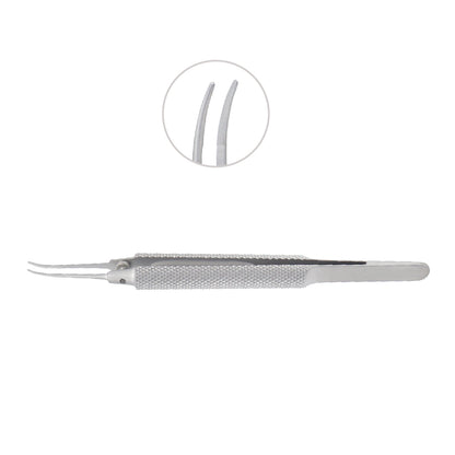 Tennant Tying Forceps, curved, extra delicate smooth jaws, 0.5 x 6 mm tying platform, overall length 11 cm - Stellmacher Instruments inc.