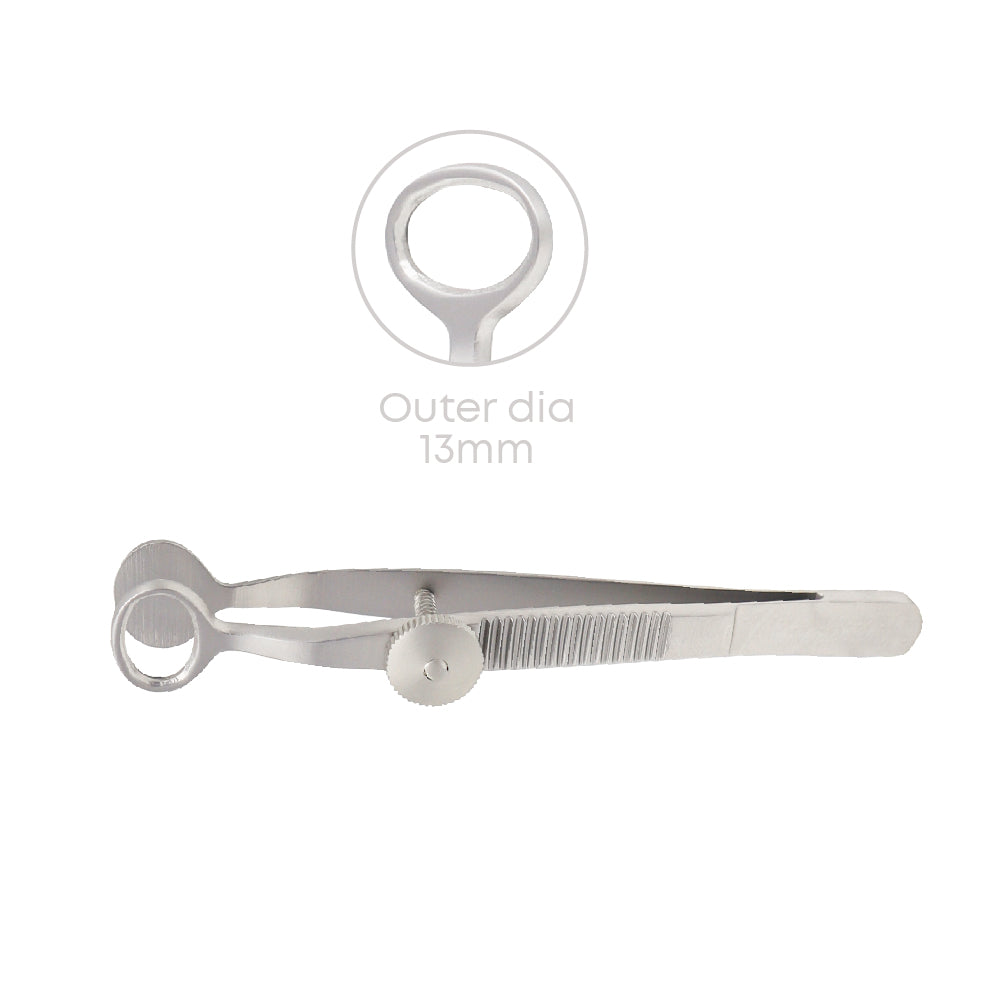 Desmarres Chalazion forceps, oval, O.D 13 mm, overall length 9cm, small - Stellmacher Instruments inc.