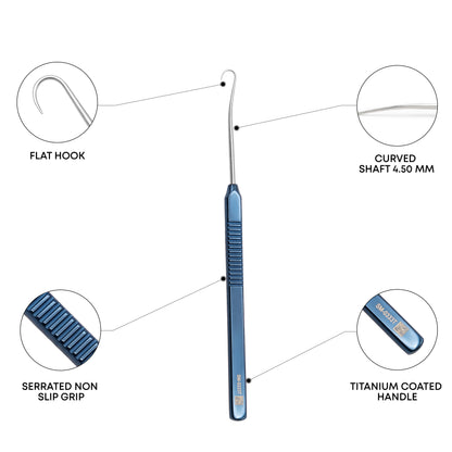 Scobee Oblique Muscle Hook Curved 4.5mm Titanium Ophthalmic Instrument