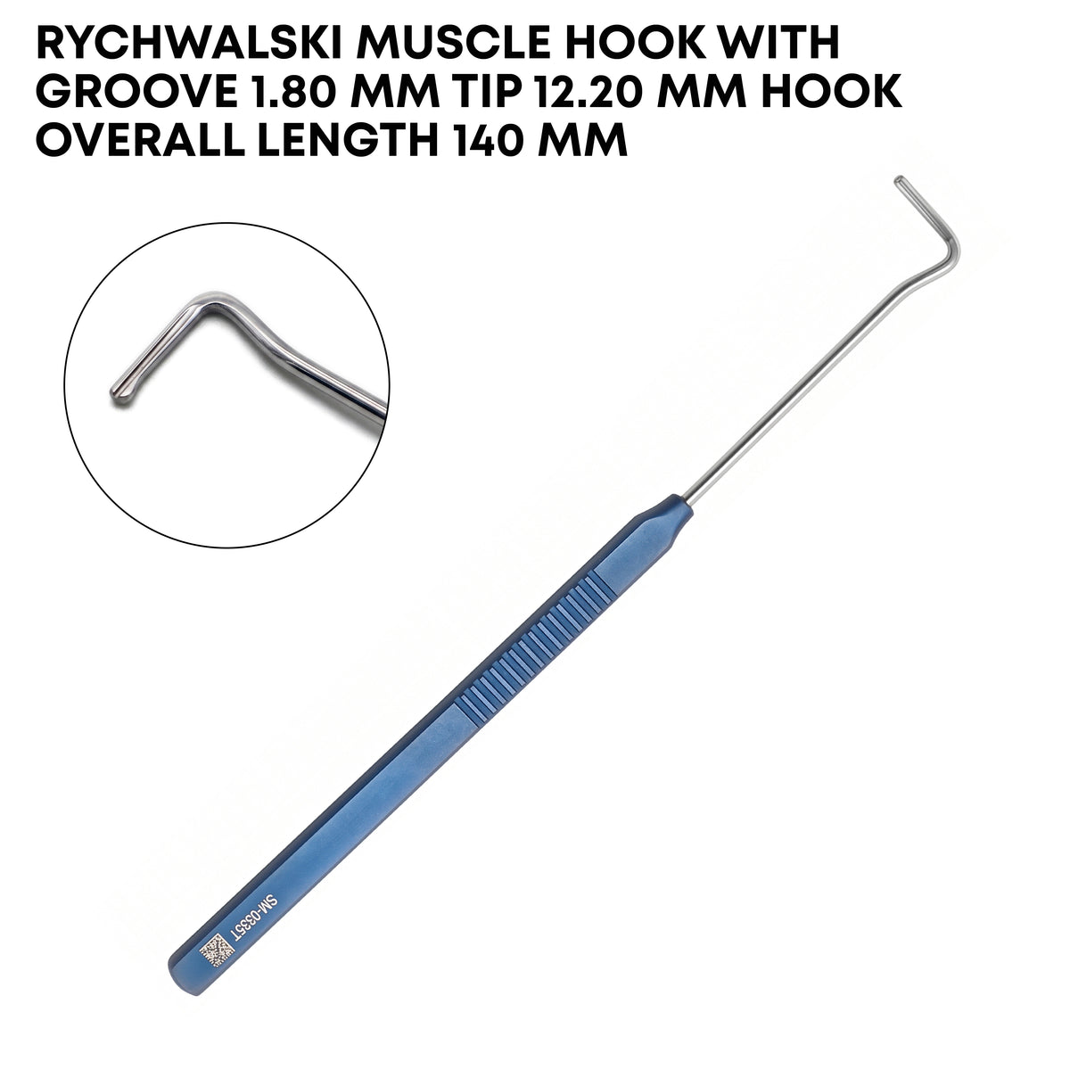 Rychwalski Muscle Hook with Groove – Titanium Ophthalmic Instrument