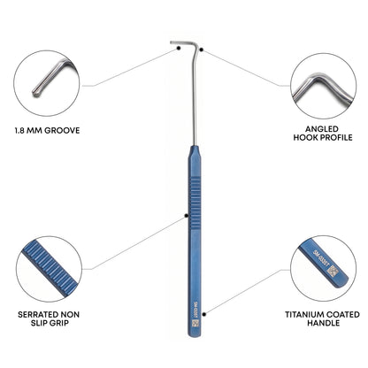Rychwalski Muscle Hook with Groove – Titanium Ophthalmic Instrument