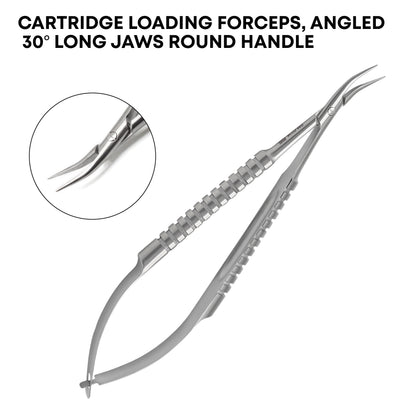 Cartridge Loading Forceps 30° Angled Long Jaws 12 cm