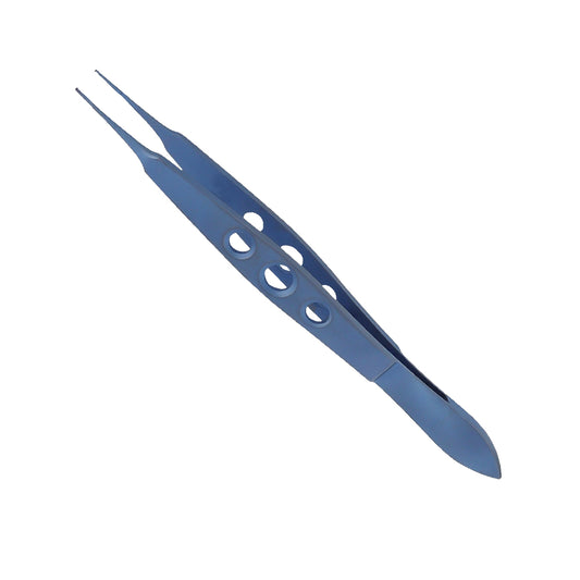 Mcpherson Corneal Forceps, Straight, 0.4 mm, 1×2 teeth, 5mm, tying platform, overall length 11 cm titanium