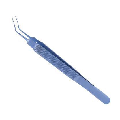 Utrata Capsulorhexis Forceps, Angled Curved, Round Handle overall length 11.5cm Titanium - Stellmacher Instruments inc.