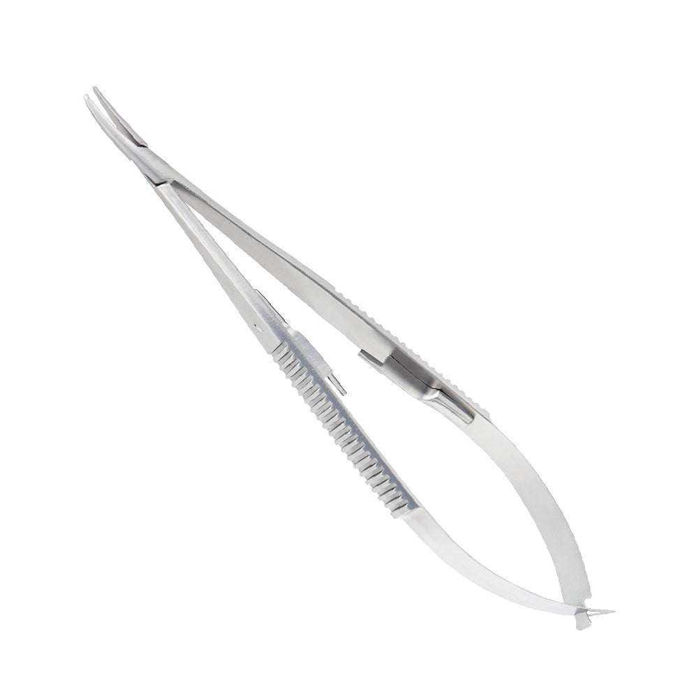 Micro Needle holder, curved, 1.0 x 12 mm, with lock, overall length 14 cm - Stellmacher Instruments inc.