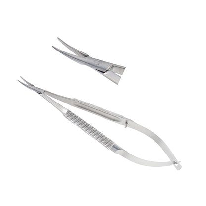 Barraquer, Micro Needle holder, curved, standard model, 1.0 x 10 mm, without lock, overall length 12 cm