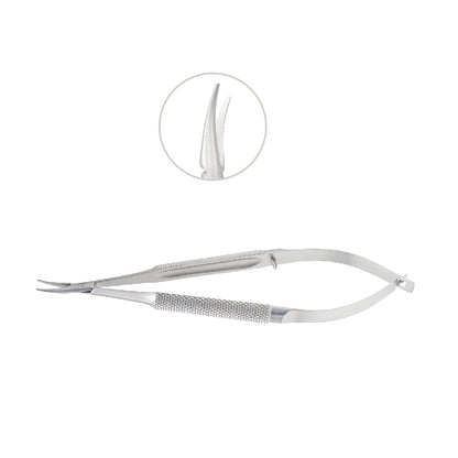 Barraquer, Micro Needle holder, curved, standard model, 1.0 x 10 mm, without lock, overall length 12 cm