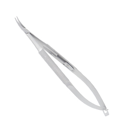 Barraquer, Micro Needle holder, curved, standard model, 1.0 x 10 mm, with lock, overall length 12 cm - Stellmacher Instruments inc.