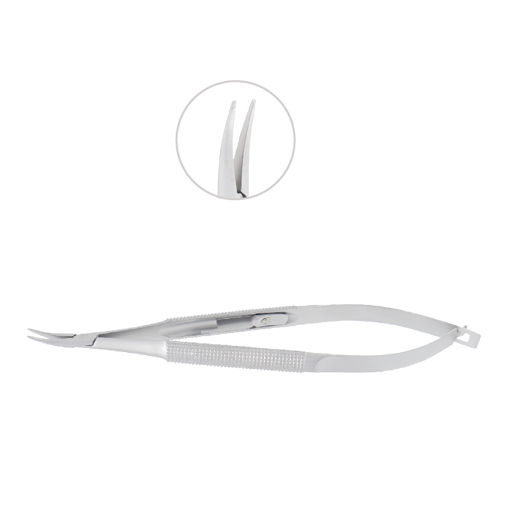 Barraquer, Micro Needle holder, curved, standard model, 1.0 x 10 mm, with lock, overall length 12 cm - Stellmacher Instruments inc.