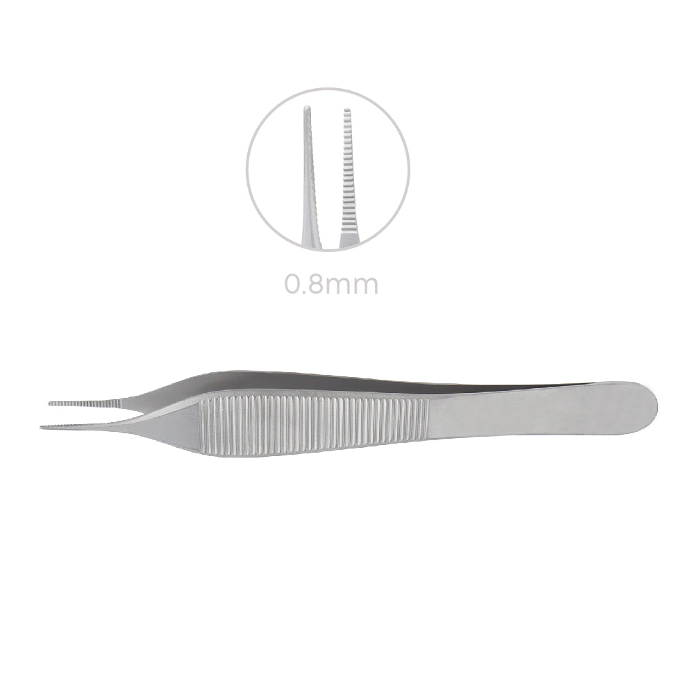 Adson forceps dressing, Serrated, 0.8 mm, overall length 12cm