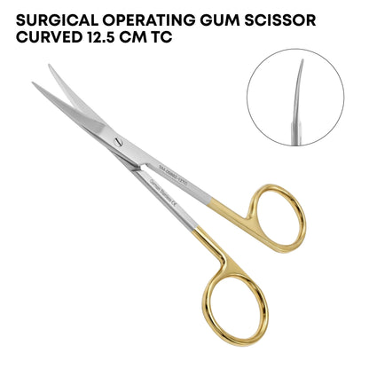 Surgical Operating Gum Scissors Curved 12.5cm – Tungsten Carbide TC