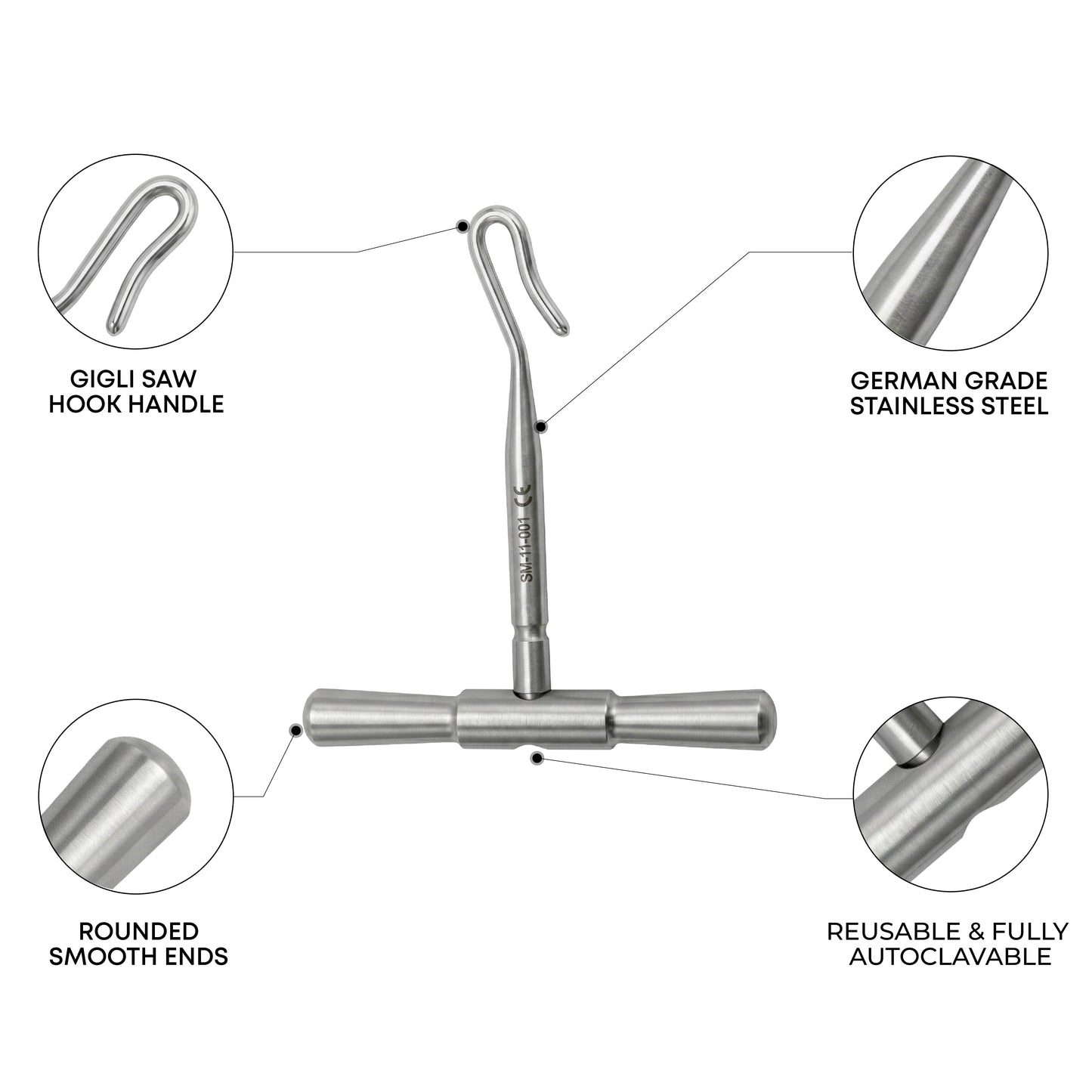 Gigli Saw Handles – Pair | T-Shaped Hook Handles