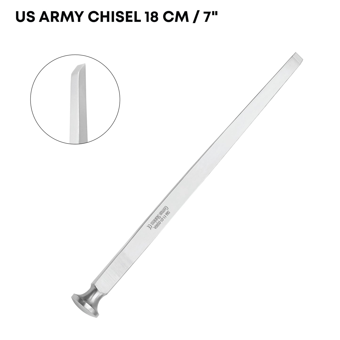 U.S. Army Bone Chisel 18cm / 7" – Straight Single-Bevel Orthopedic Chisel