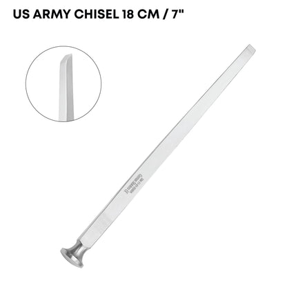 U.S. Army Bone Chisel 18cm / 7" – Straight Single-Bevel Orthopedic Chisel