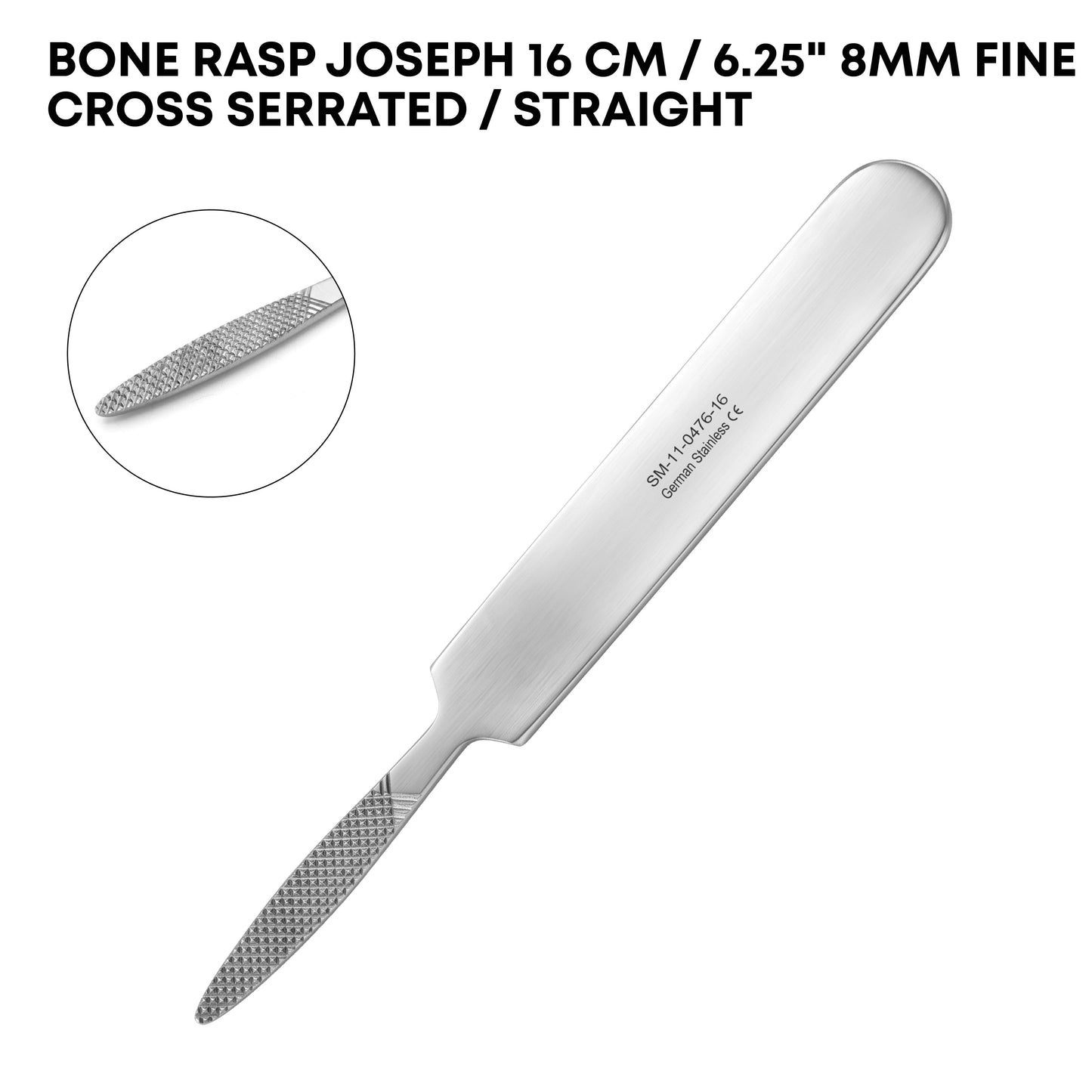 Joseph Bone Rasp 16cm / 6¼" – 8mm Straight Fine Cross Serrated