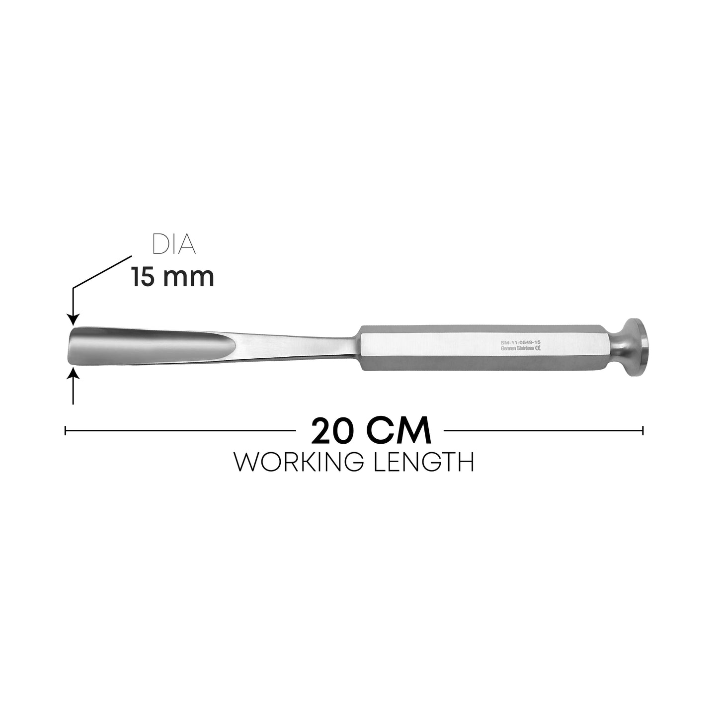 Stille Pattern Bone Gouge 20cm / 8" – Curved Scoop Tip