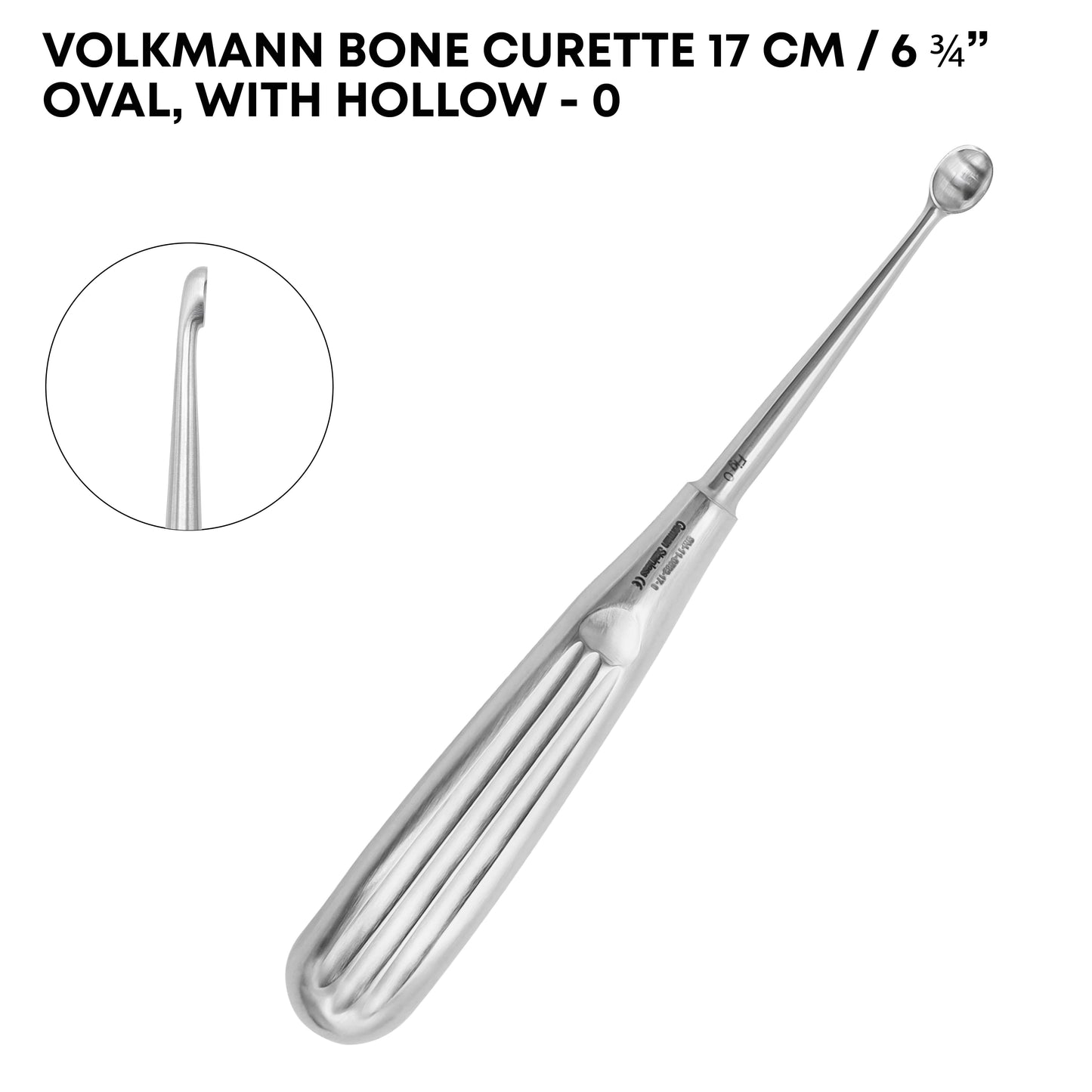 Volkmann Bone Curette 17 cm Oval Hollow Handle