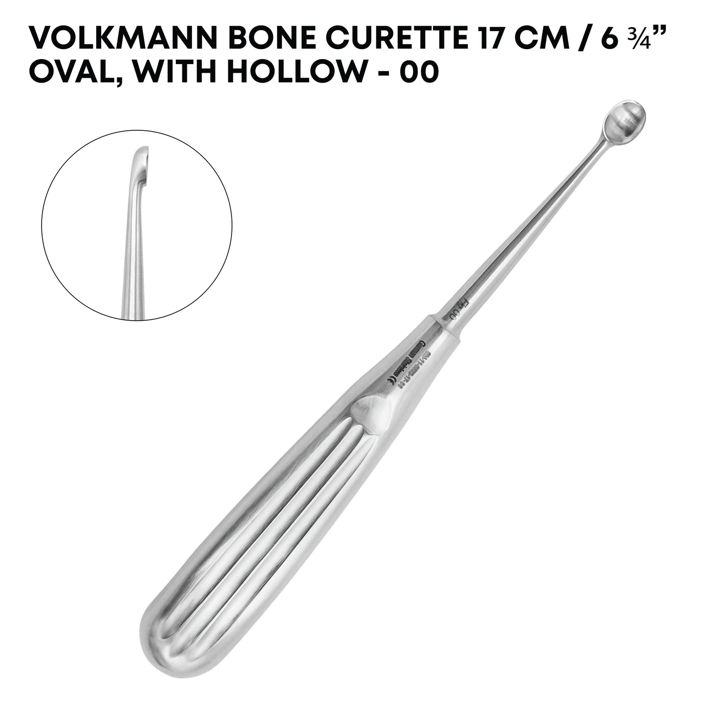Volkmann Bone Curette 17 cm Oval Hollow Handle
