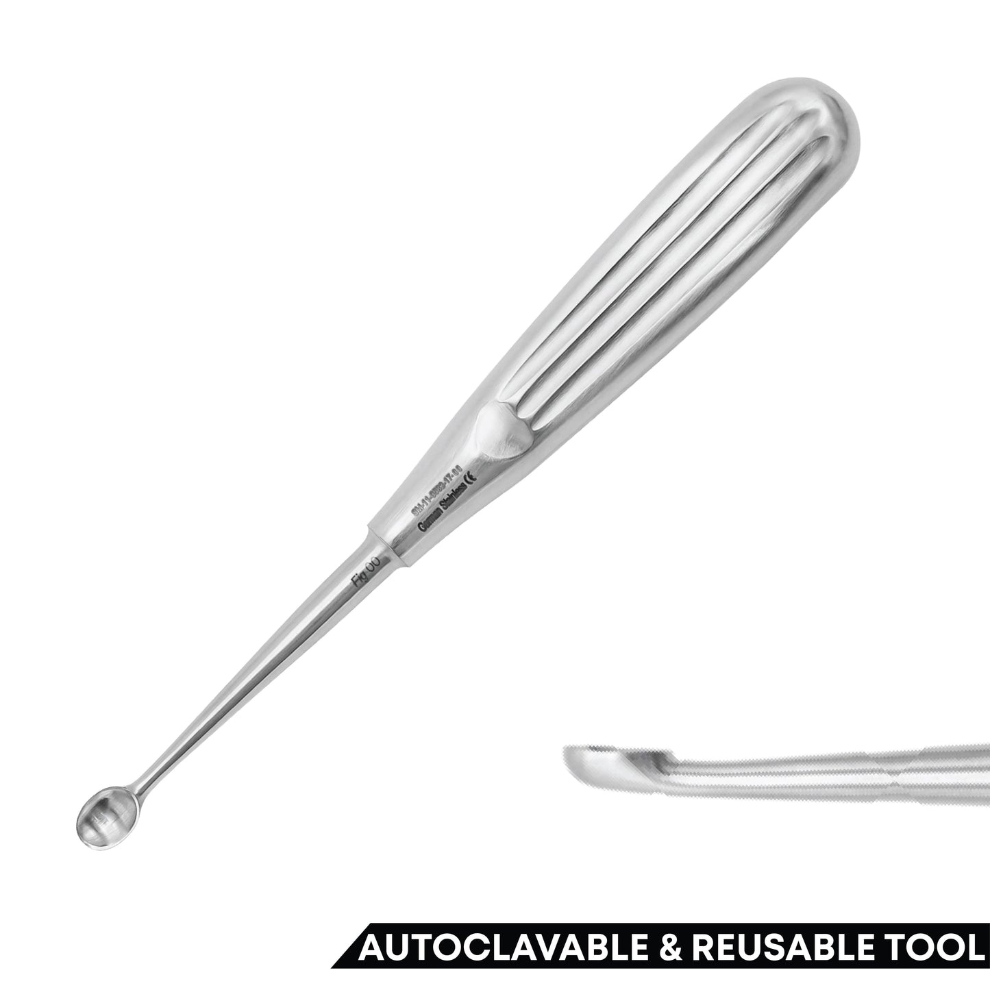 Volkmann Bone Curette 17 cm Oval Hollow Handle