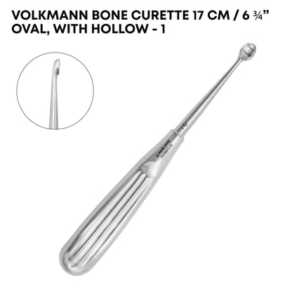 Volkmann Bone Curette 17 cm Oval Hollow Handle