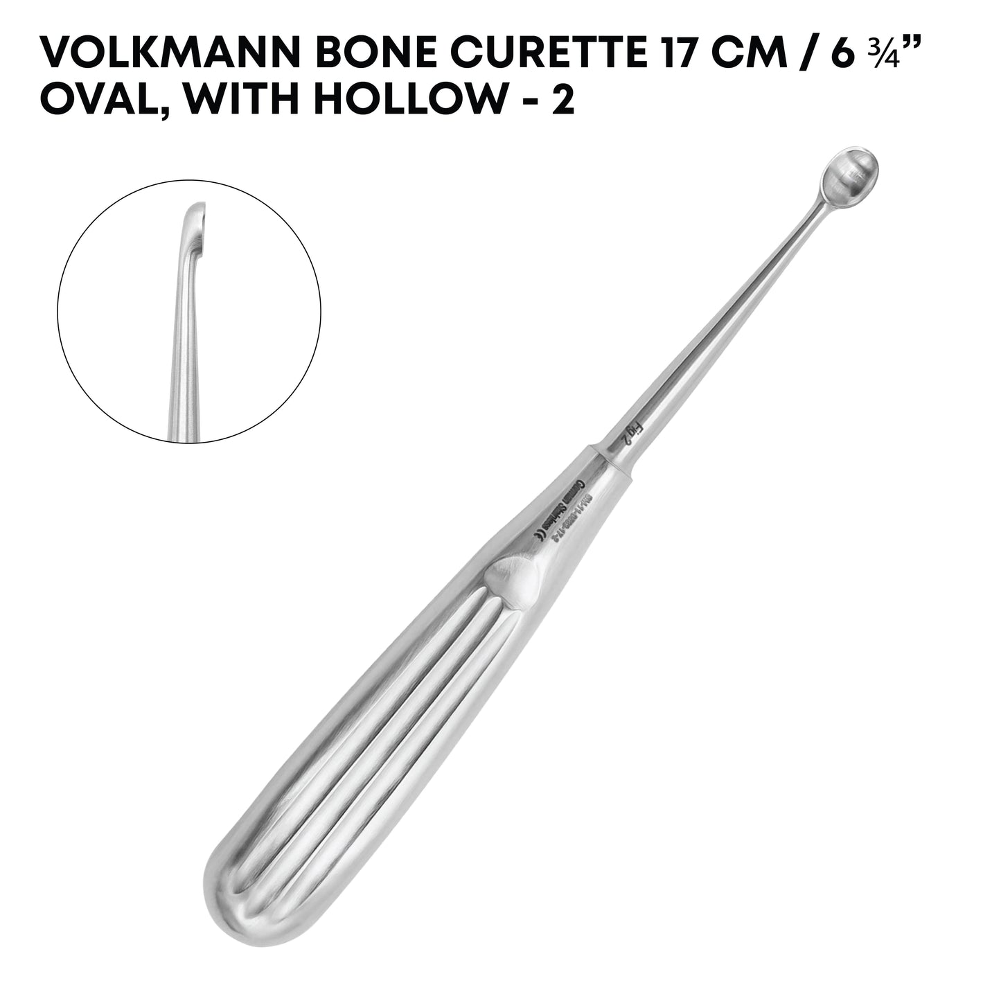 Volkmann Bone Curette 17 cm Oval Hollow Handle