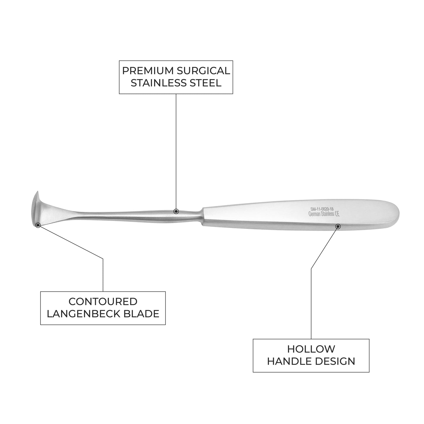 Langenbeck Periosteal Elevator 18.5cm / 7¼" – Hollow Handle