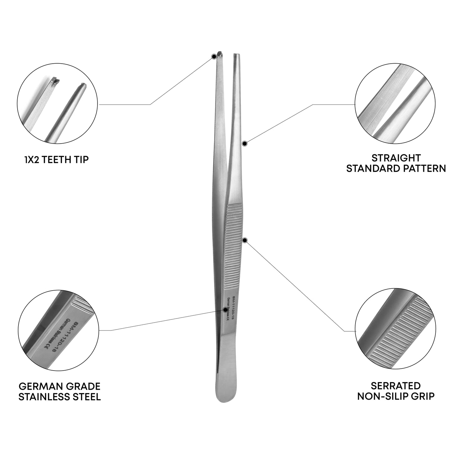 Standard Dissecting Forceps 1x2 Teeth –  Tissue Forceps