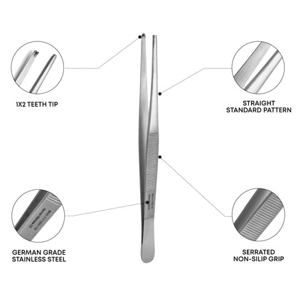 Standard Dissecting Forceps 1x2 Teeth –  Tissue Forceps