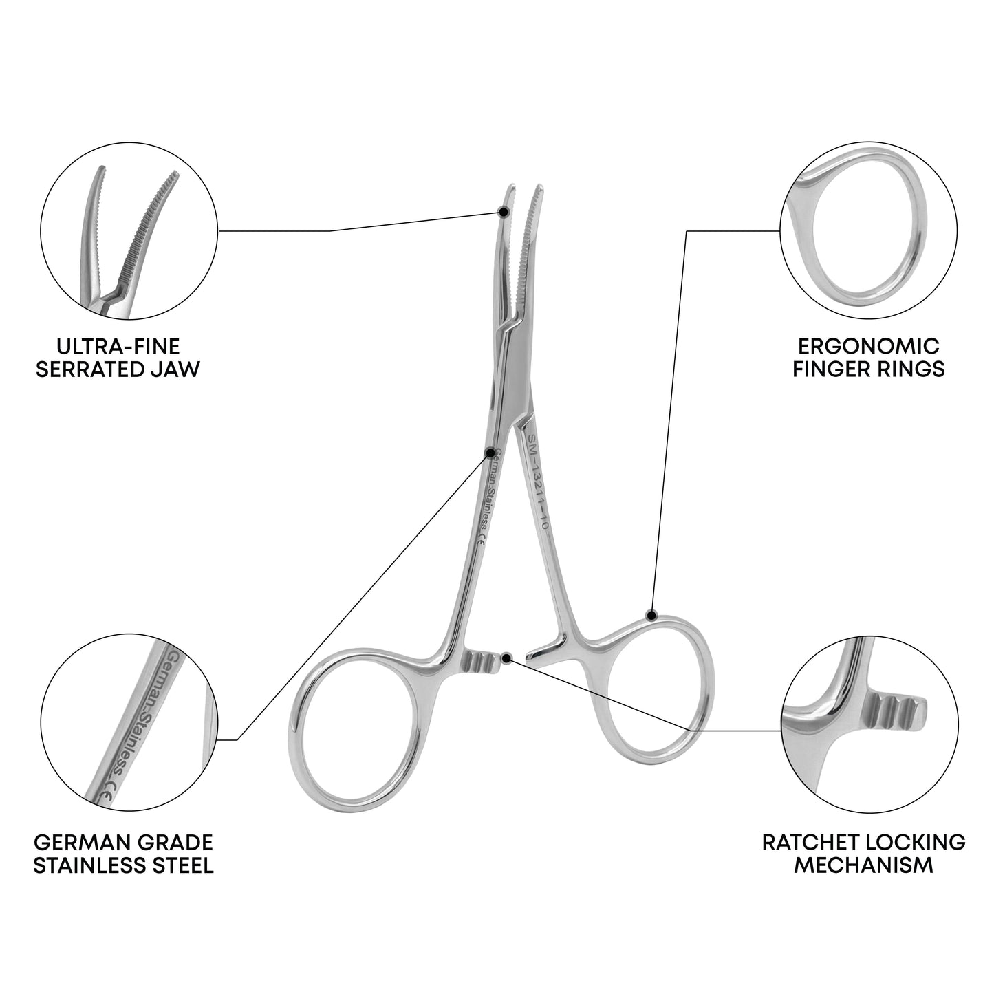 Hartmann Hemostatic Forceps Curved 10cm – Artery Clamp
