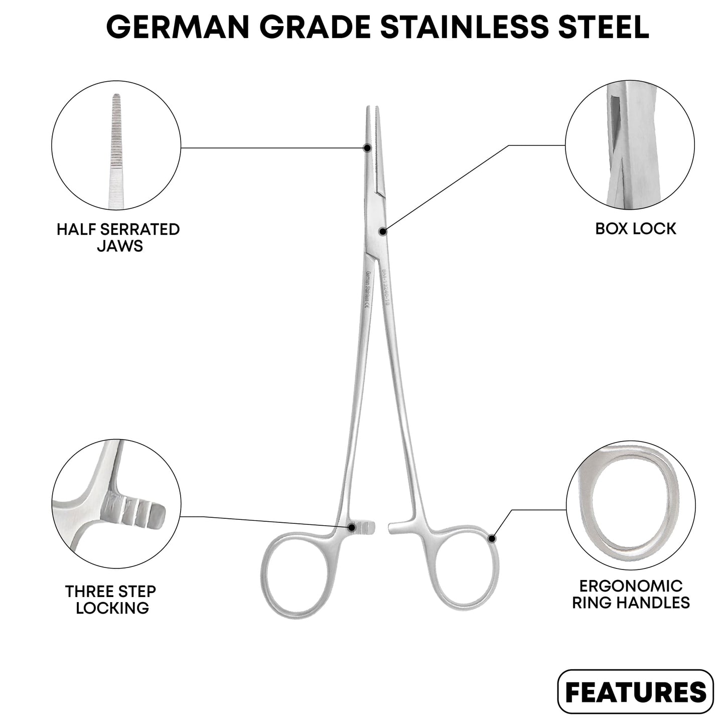 Kelly Hemostatic Forceps 18cm Straight –  Locking Surgical Clamp
