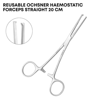 Ochsner Hemostatic Forceps Straight 20cm – 1×2 Teeth Surgical Clamp