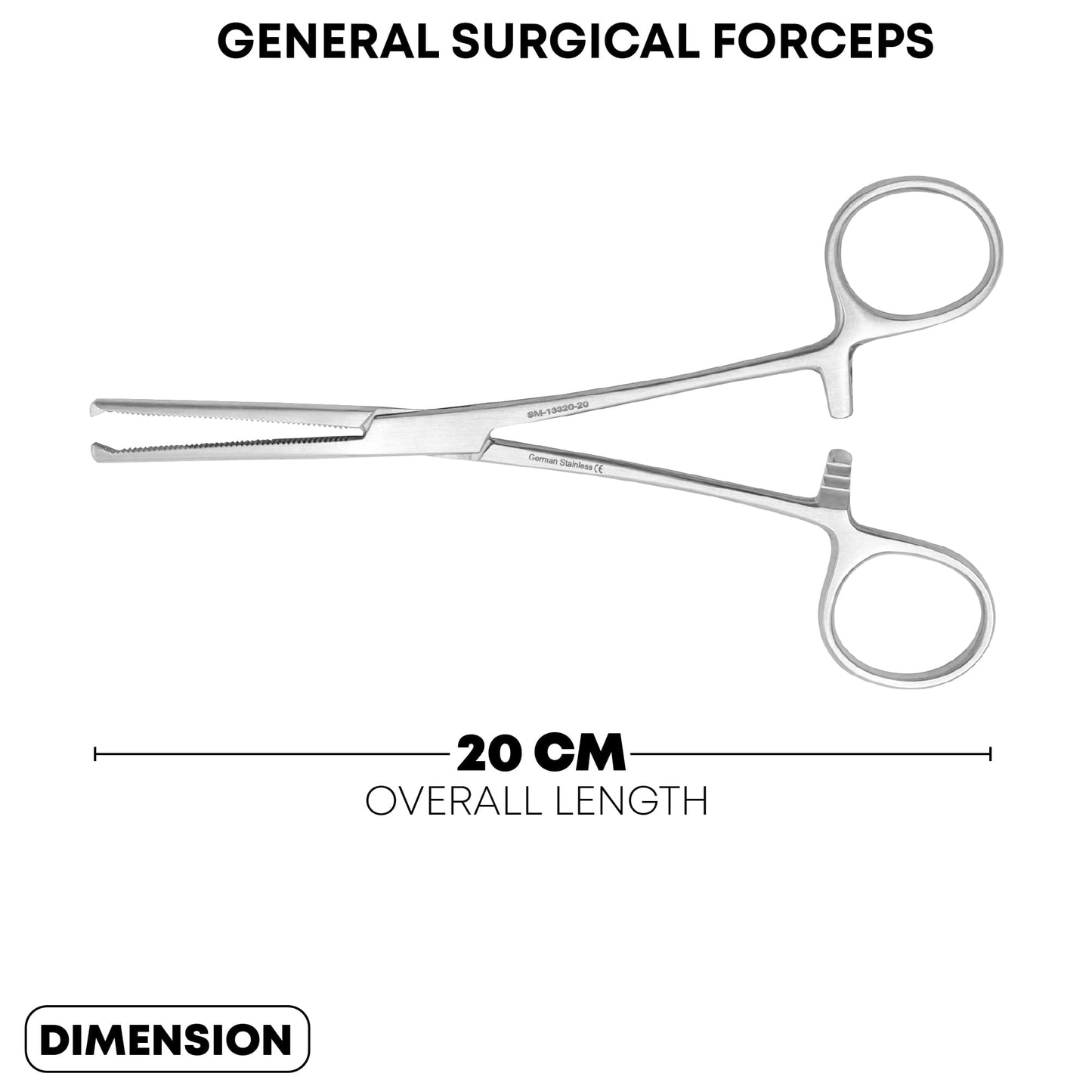 Ochsner Hemostatic Forceps Straight 20cm – 1×2 Teeth Surgical Clamp