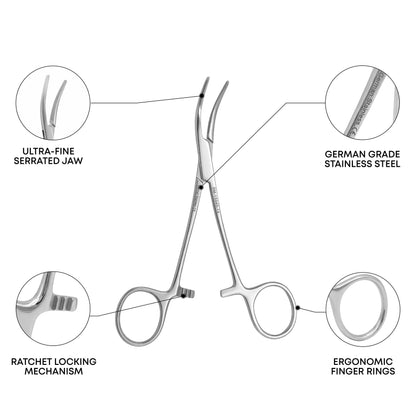 Dandy Hemostatic Forceps Curved Serrated – 14cm