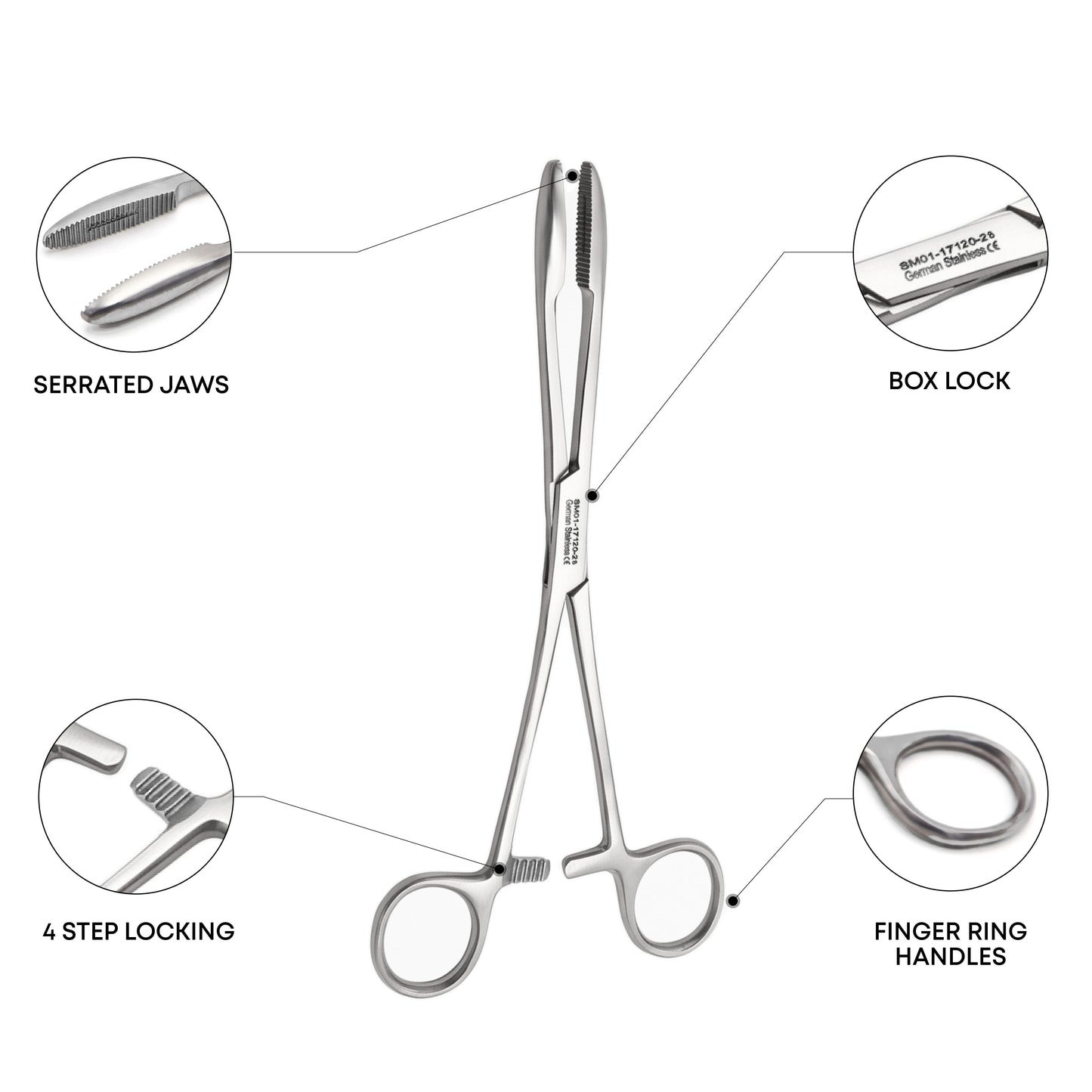 SIMS-MAIER Sponge Forceps with Ratchet, 28 cm
