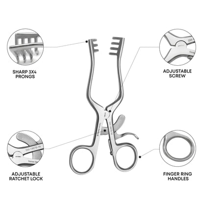 Weitlaner Sharp Self-Retaining Retractor 3x4 Teeth