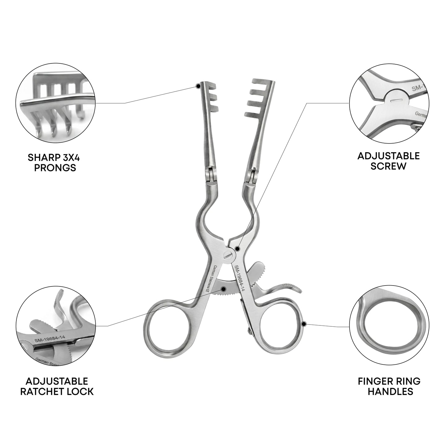 Adson Retractor Sharp Self-Retaining