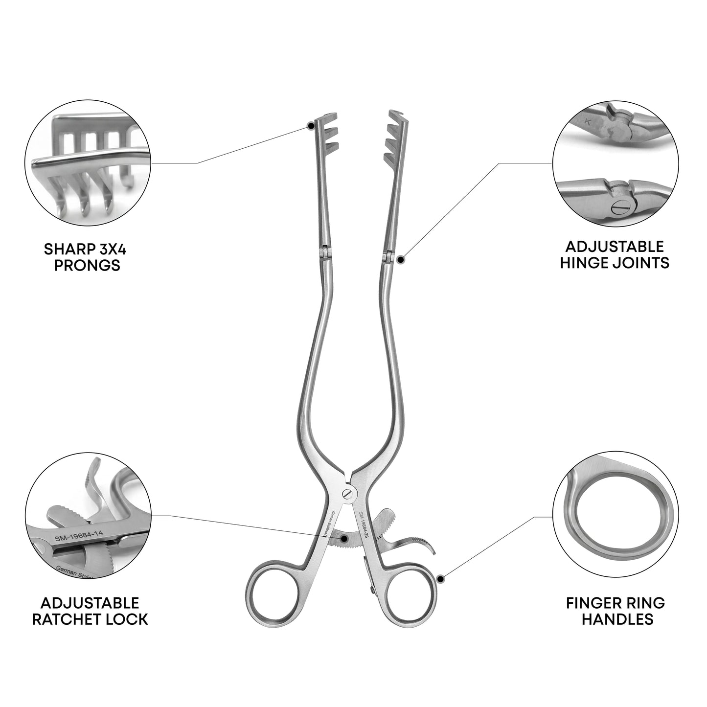 Adson Retractor Sharp Self-Retaining