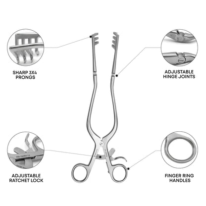 Adson Retractor Sharp Self-Retaining