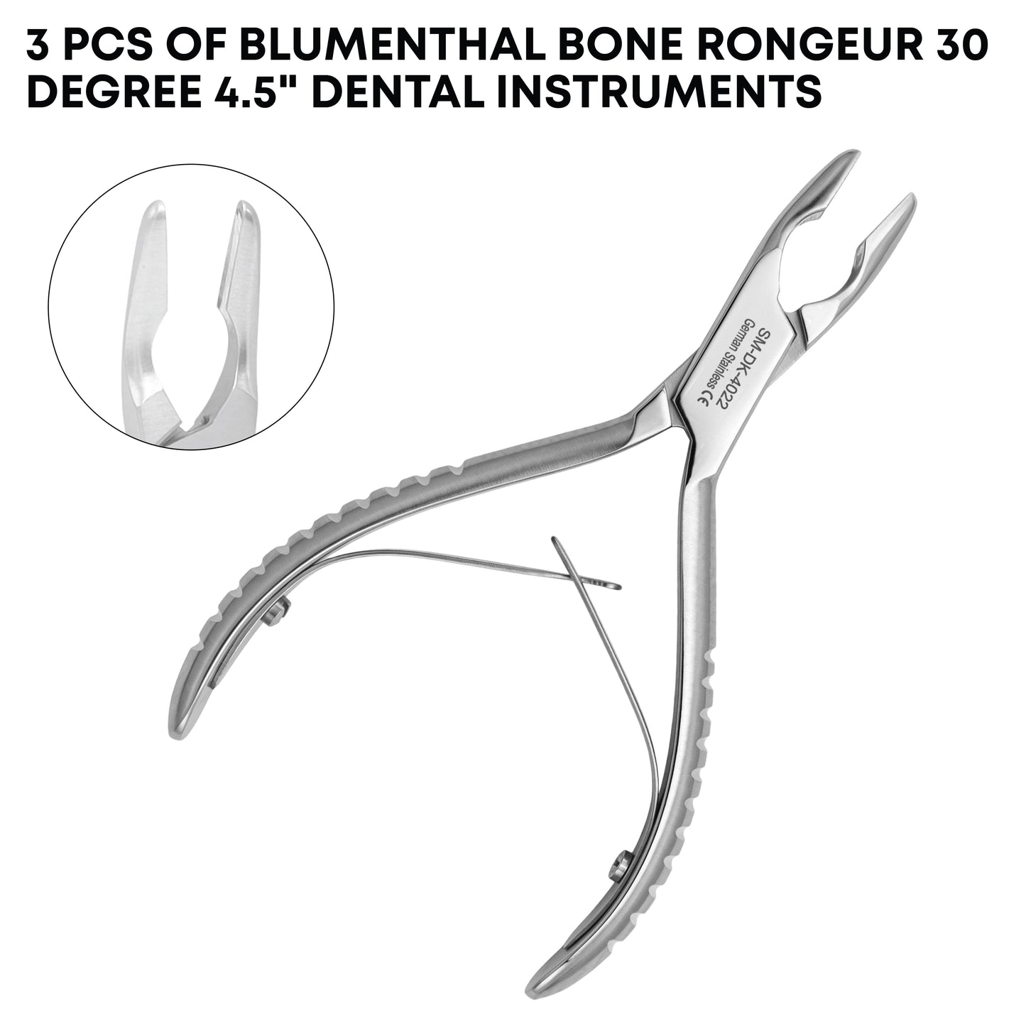 Blumenthal Bone Rongeur 30 Degree 4.5" Set of 3 – Dental Surgical Instruments