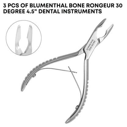 Blumenthal Bone Rongeur 30 Degree 4.5" Set of 3 – Dental Surgical Instruments