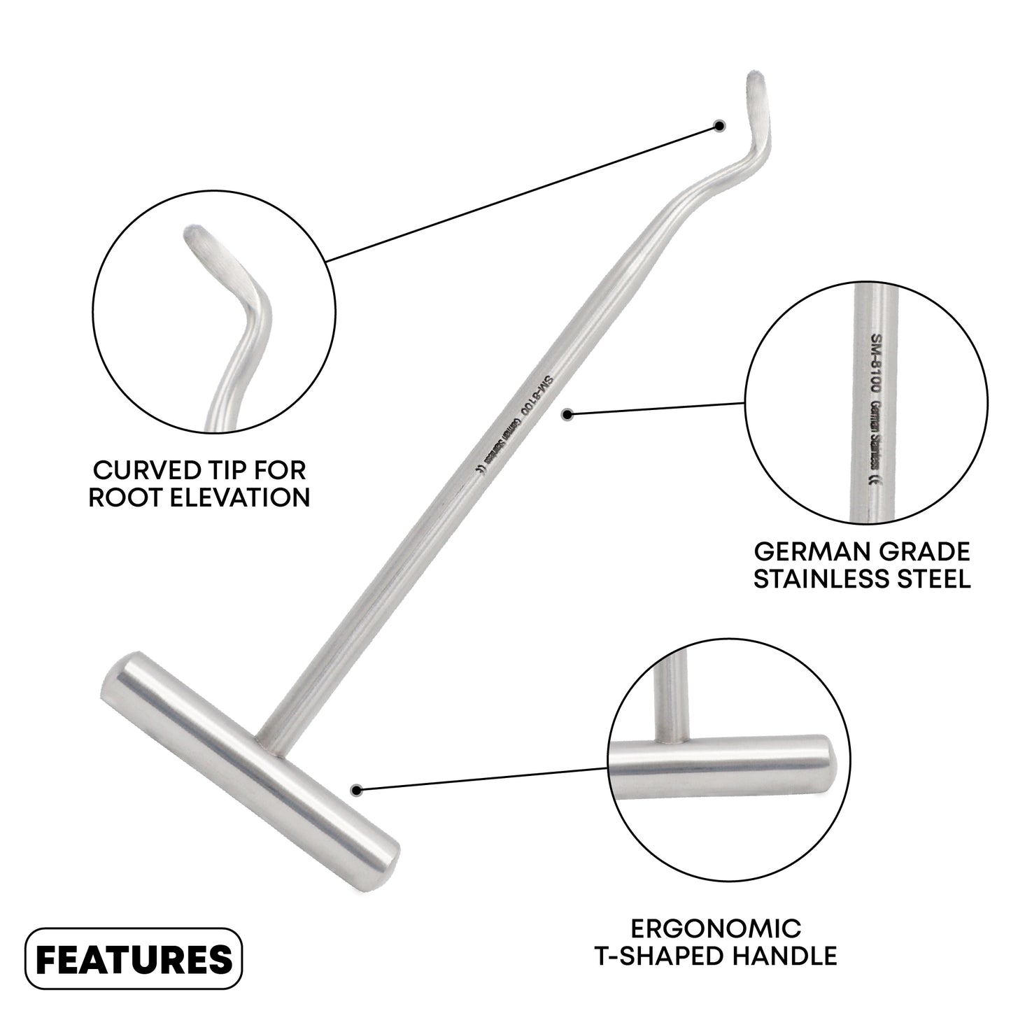 Dental Elevator Potts #6X & #7X Set – Surgical Tooth Extraction Elevators (Set of 2)